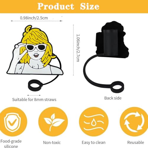 Silicone Straw Toppers for 10mm Tumbler Straws - 5 Pack Music Design