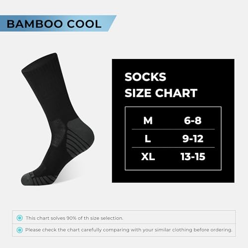 Men's Athletic Crew Socks - Cushioned, Moisture Wicking, 6 Pack