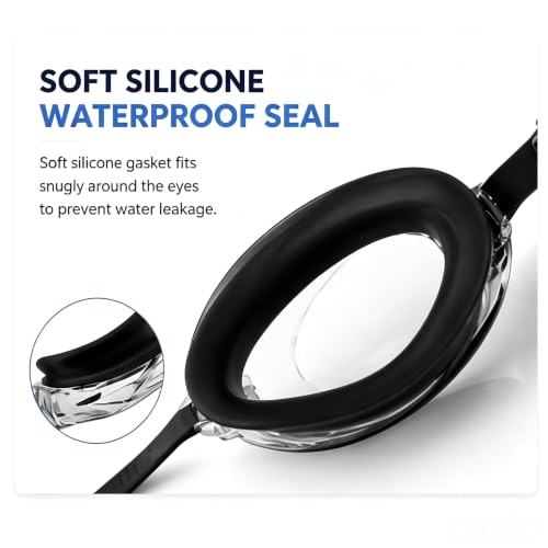 Swimming Goggles for Adults - Anti-Fog Leak-Proof - Black
