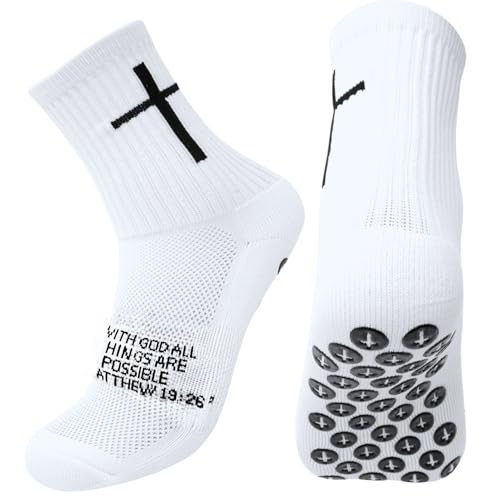 Youth Grip Soccer Socks - Anti-Slip with Bible Matthew 19:26