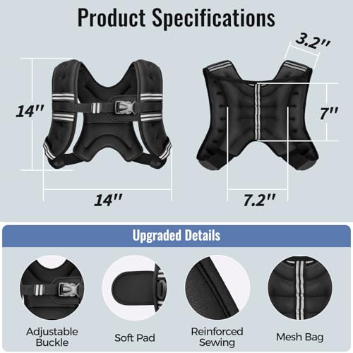 Weighted Vest for Men & Women - Adjustable 6-30 lb Rucking Vest