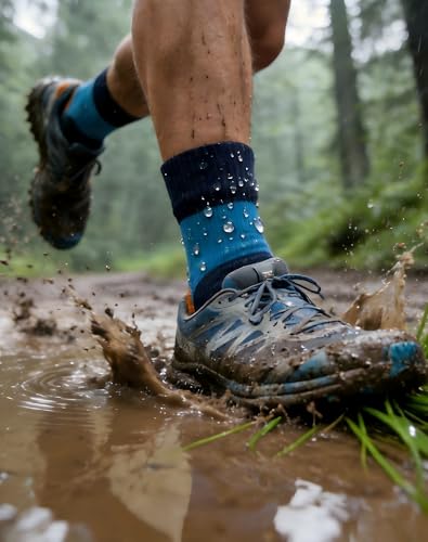 RANDY SUN Waterproof Socks Unisex Small 1 Pair Blue Hiking Trail Running Kayaking