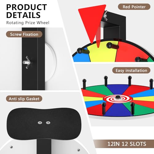 12-Inch Color Prize Wheel with 12 Slots – Dry-Erase Wheel for Parties, Carnivals & Classrooms
