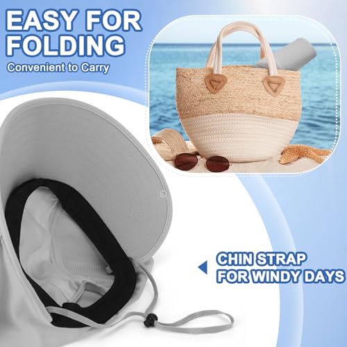 Women’s Sun Hat with Neck Flap - Grey - Detachable Face Mask