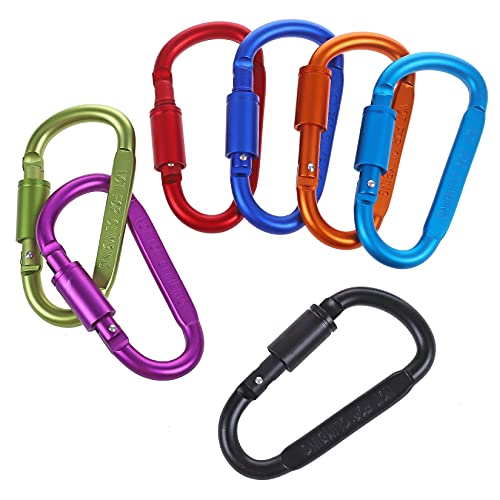 IEBUOBO Multicolor Locking Carabiner Clips 3 Inch Keychain Hooks - A-Multicolored 10 Pack