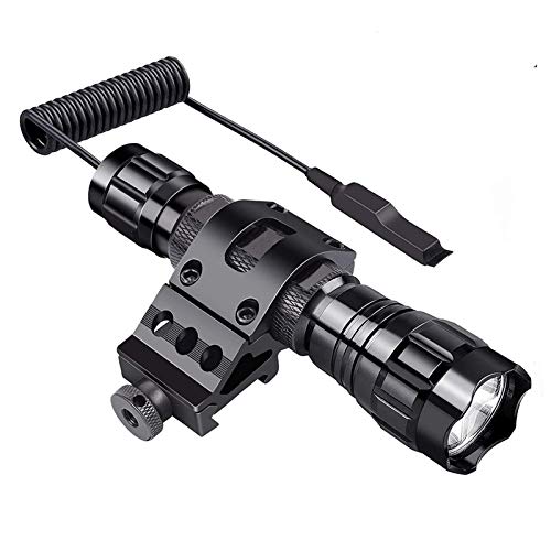 Single Mode Tactical Flashlight, 1000 Lumens LED Rifle Hunting Light, Flashlights with Picatinny Rail Mount, Remote Pressure Switch, Charger