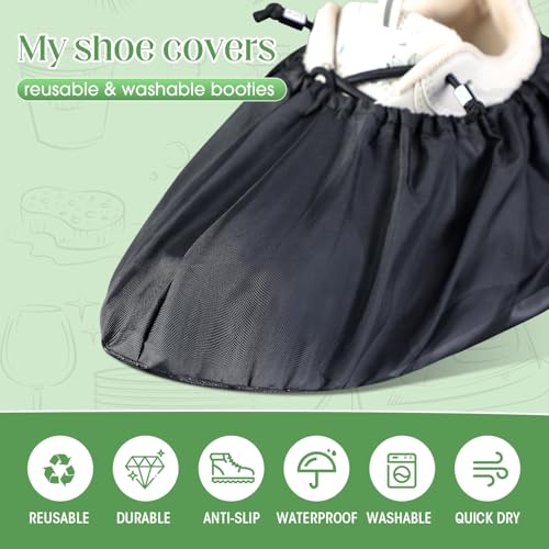 Frienda 8 Pairs Non Slip Reusable Shoe Covers Waterproof Boot Covers for Household Carpet Floor Protection Machine Washable (X-Large)