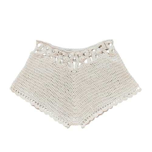 Women Crochet Cover Up Shorts Small White Boho Beach Bottoms - LILTWIST