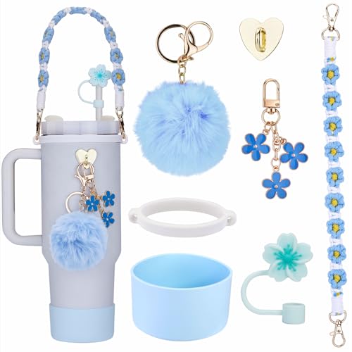 Tumbler Accessory Set for 40oz Cups - Crochet Strap, Boot, and Straw Topper
