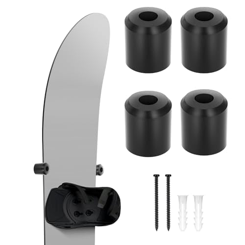 Snowboard Wall Mount Rack - 4pcs Black PU Rubber Grip