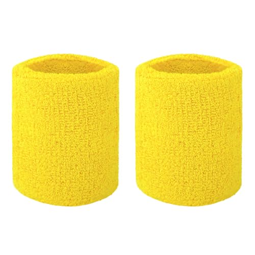 Athletic Terry Cloth Wristbands - Yellow, 2 Pack Sweatbands