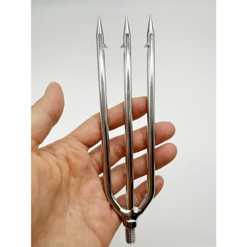 LkyRui 2PCS 6mm Thick 3-Prong Stainless Steel Fishing Harpoon for Fish & Frog Hunting