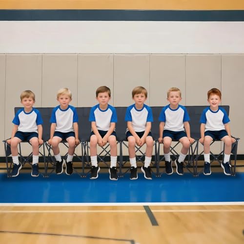 Folding Soccer Bench - 6 Seat Portable Team Bench with Backrest - Black
