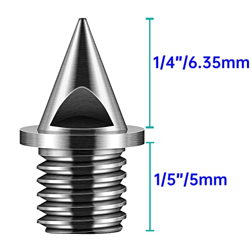 1/4 Inch Steel Track Spikes for Running Shoes - 50 Piece Set - Silver