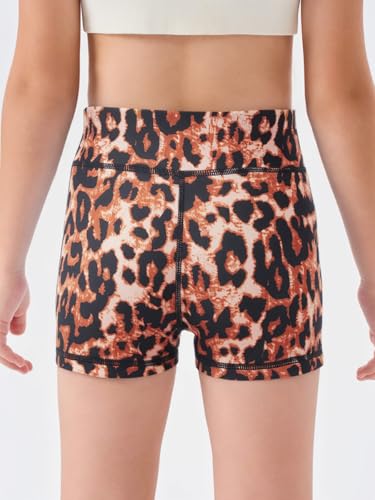 Girls High-Waisted Athletic Shorts - Leopard Print - Size 5-6 Years