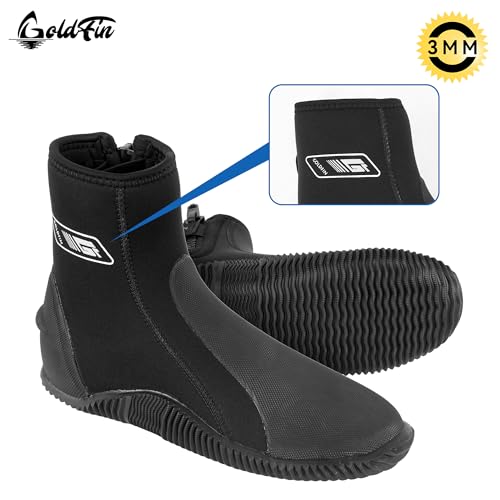 GoldFin Diving Boots 3mm/5mm Black US Man 10, US Lady 11