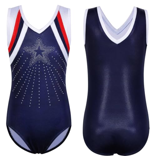 Girls Gymnastics Leotard Sparkly Dancewear for Tumbling & Ballet 7-8Y Navy Stars