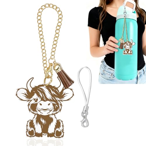 Personalized A-Z Water Bottle Letter Charm - Highland Cow