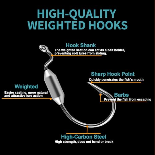 40pcs Weighted EWG Fishing Hooks Set with Box - 5 Sizes