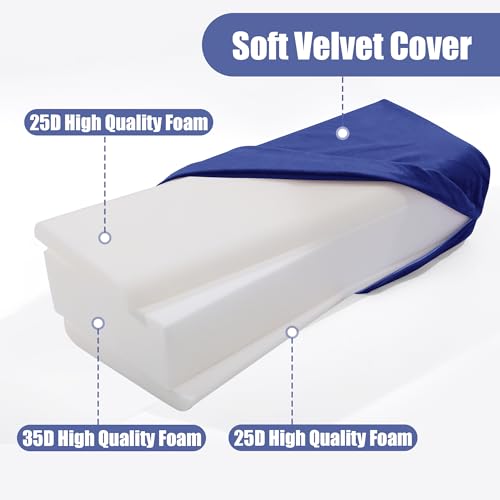 Yoga Bolster Pillow - Triple-Layer Sponge Meditation Cushion - Blue