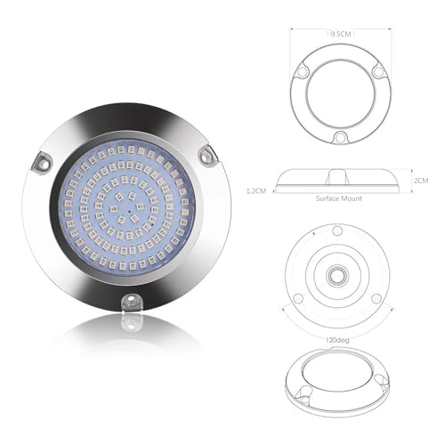 90 LED Blue Underwater Boat Light IP68 10-30V Surface Mount Marine Transom