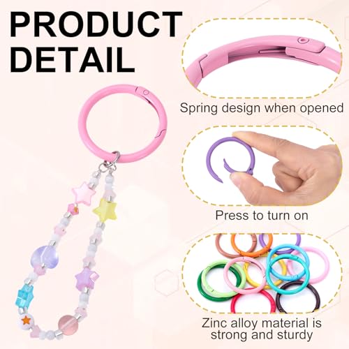 Round Spring O Rings - 12 Random Color Clips, 40mm