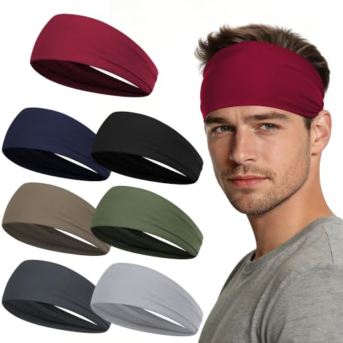 Men's Sweat-Wicking Headbands - 7 Pack in Multiple Colors