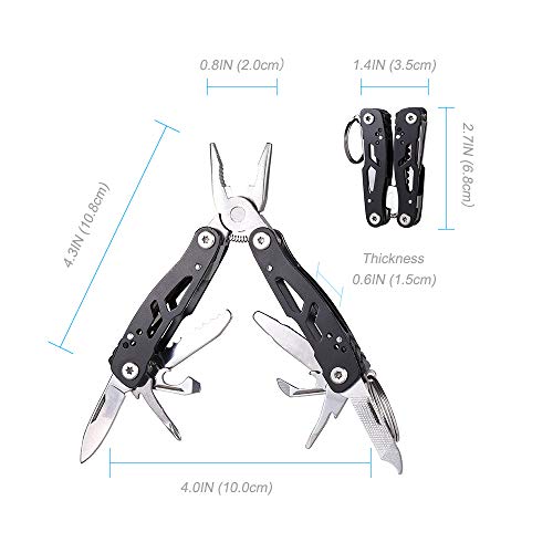 MINI Multitool Pliers, Birthday Christmas Gifts for Men Boyfriend Dad Husband Women, Pocket Knife 14-In-1, Rugged and Practical Portable Computer and Bike Gadgets, Black Camping and Survival Tools