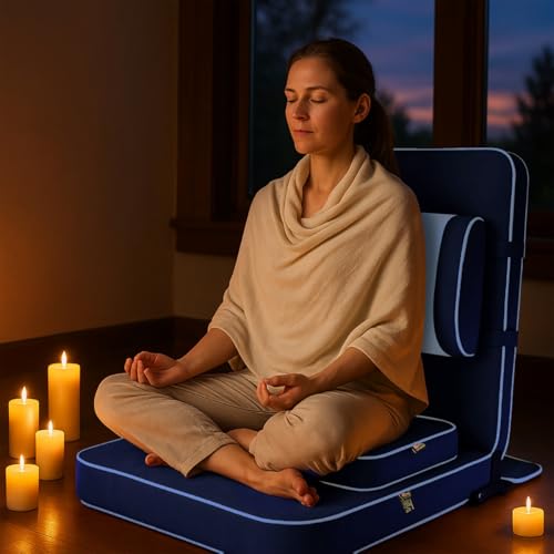 Extra Large Meditation Chair with Back Support - Navy Blue