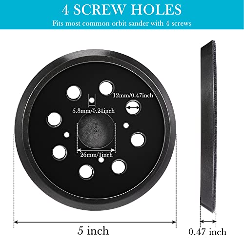Mudder 2 Pieces 5 Inch 8 Hole Hook and Loop Orbital Sander Replacement Pad Backing Pad (Black)