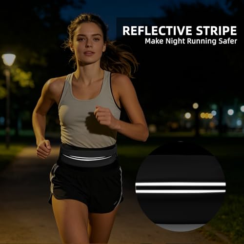 Heliosea Water-Resistant Running Belt for Men & Women Small Black Fanny Pack with 3 Zipper Pockets