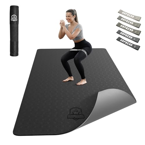 Large Non-Slip Yoga Mat - 72"x36" - Black/Gray Carry Bag