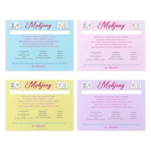 KUIRAN Mahjong Line Finder 4-Pack – 4 Color Sets (Blue, Purple, Pink, Yellow) Acrylic Rule Card Helpers
