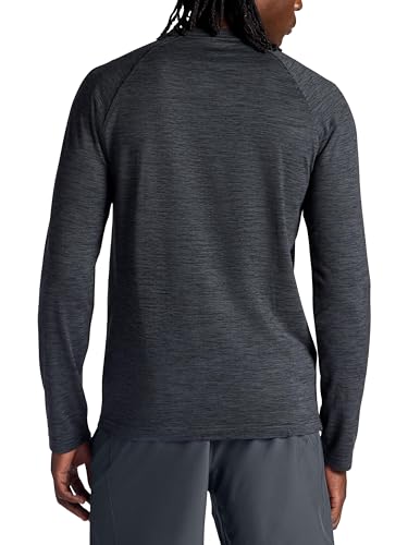 Gaiam Men's Power Long Sleeve Crewneck Top - Large Black Heather Fleece