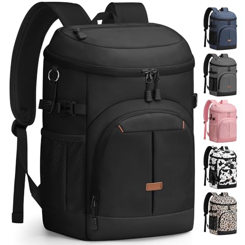 Pritent Black 30 Cans Insulated Backpack Cooler – Leakproof Beach Cooler Bag