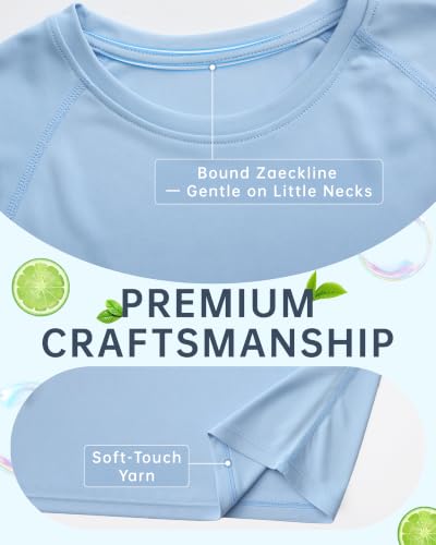 Toddler Boys Long Sleeve Rash Guard Swim Shirt - UPF 50+, Sky Blue, 5-6 Years