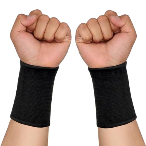 Elastic Wrist Compression Sleeve for Carpal Tunnel & Sports Support - Black