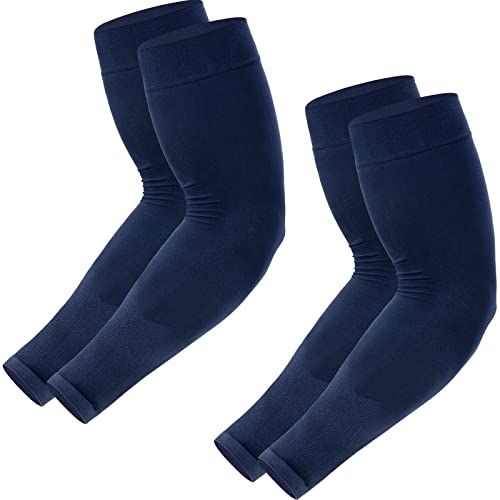 UV Sun Protection Arm Sleeves - Cooling Sleeves, 2 Pairs Navy Blue