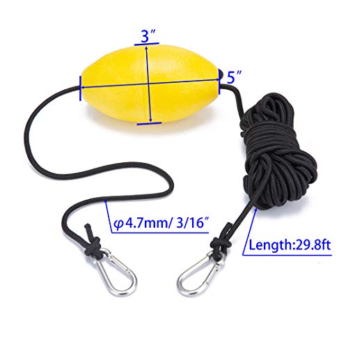 MOPHOEXII Yellow 2 Pack Marine Anchor Buoy Marker with 30ft Rope & Stainless Steel Hook