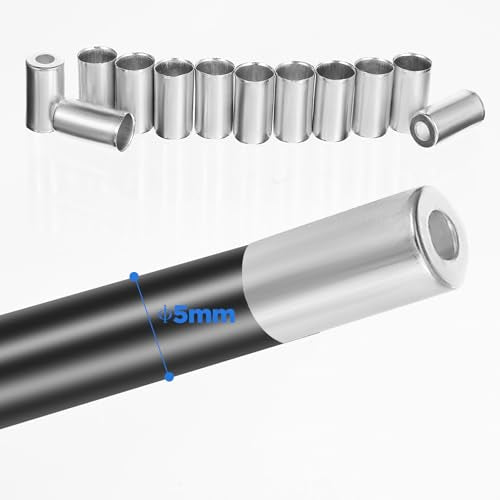 100 Pcs Aluminum Bike Brake Cable End Caps - 5mm Silver
