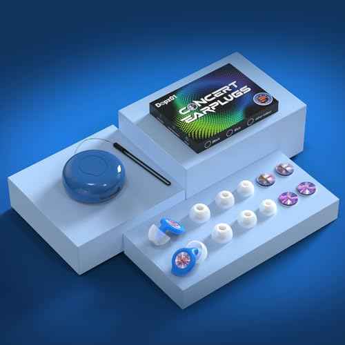 Ear Plugs for Concerts, 2 Pack High Fidelity Ear Plugs with 3 Patterned Reflective Plates, Reusable Silicone Earplugs for Concerts, Stadium, Work, 4 Pair S/M/L Ear Tips, 25 dB Noise Reduction, Blue