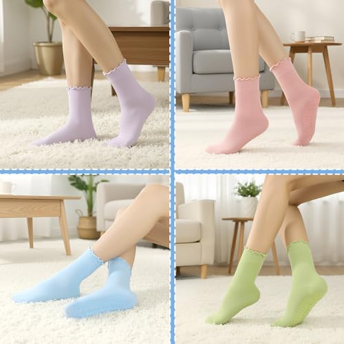 Non-Slip Pilates Grip Socks for Women - Blue, Green, Pink, White, Purple