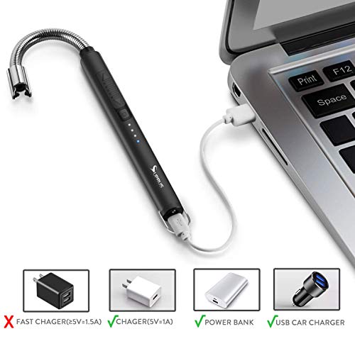 USB Rechargeable Electric Candle Lighter with 360° Flexible Neck - Black