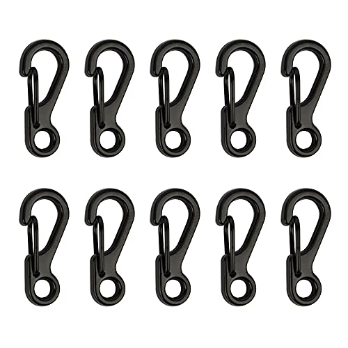 Mini Carabiner Clip Keychains - 10 Pack Black Alloy EDC