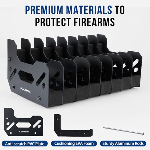 BlackSmith 8-Slot Foam Gun Rack for Safe, Pistol & Revolver Storage, Impact-Resistant
