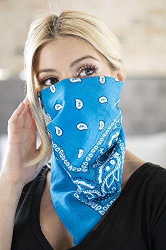 Multi-Purpose Cotton Bandana Face Cover - Blue