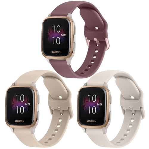 20mm Silicone Bands for Garmin Venu SQ - Smoke Violet, Milk Tea, Starlight