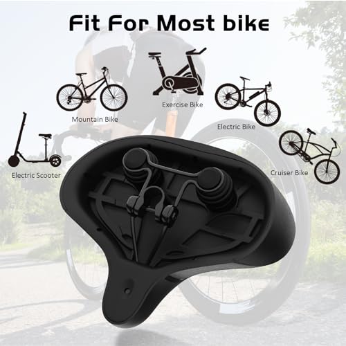 Extra Wide Bike Seat - Comfortable Saddle for Peloton & Electric Bikes - Black