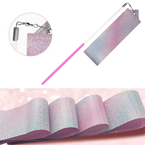 2-Piece Dance Ribbon Wand Set with Non-Slip Handle - Red & White