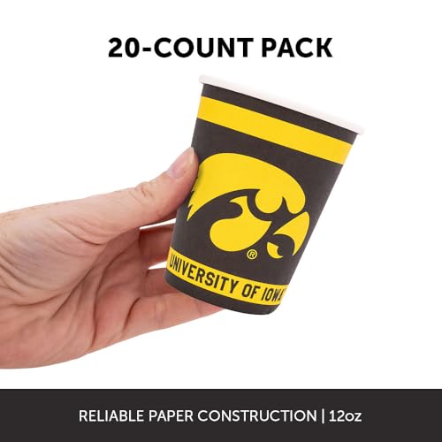 9 oz University of Iowa Hawkeyes Paper Cups - 20 Count